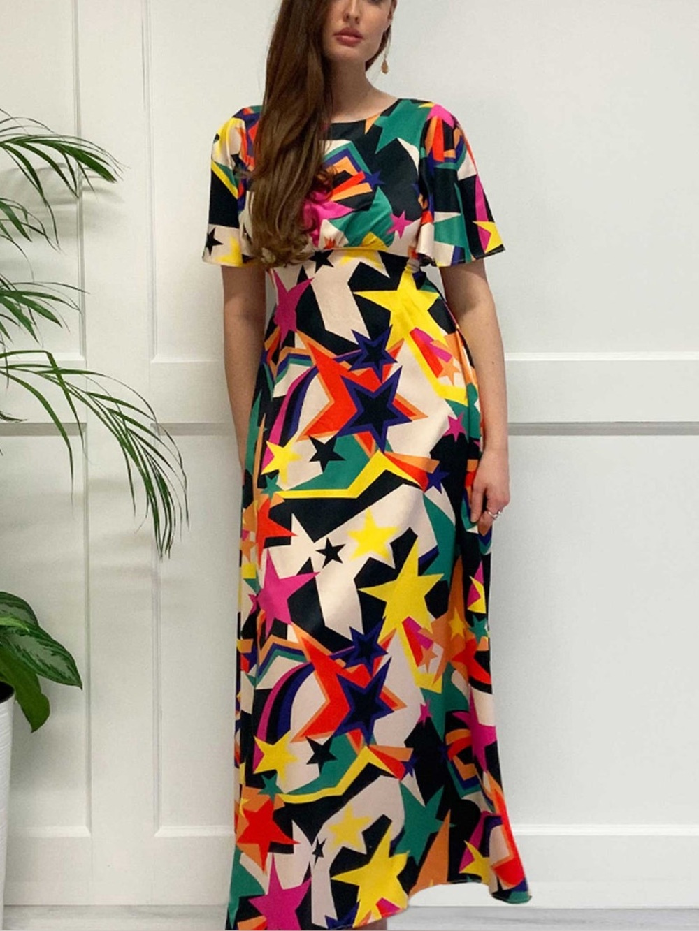 TWISTED WUNDER - Ziggy Star Multicolor Star Print Maxi Dress - UK 20 / US 16